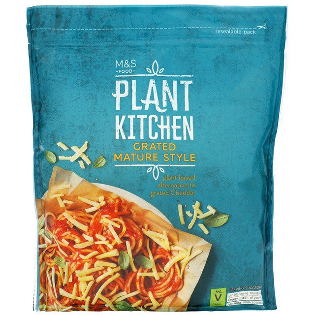 M&S vegan grated mature cheddar alternative 200g, imported from the UK