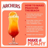 Archers peach schnapps liqueur 70cl - British product
