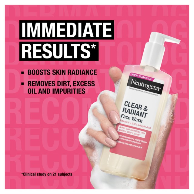 Neutrogena Clear & Radiant Face Wash 200ml, imported from the UK