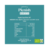 Plenish Organic Soya Barista Milk Long Life 1L, imported from the UK