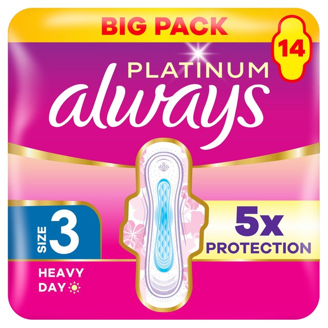 Always Platinum Day & Night Size 3 Sanitary Towels with wings - British product