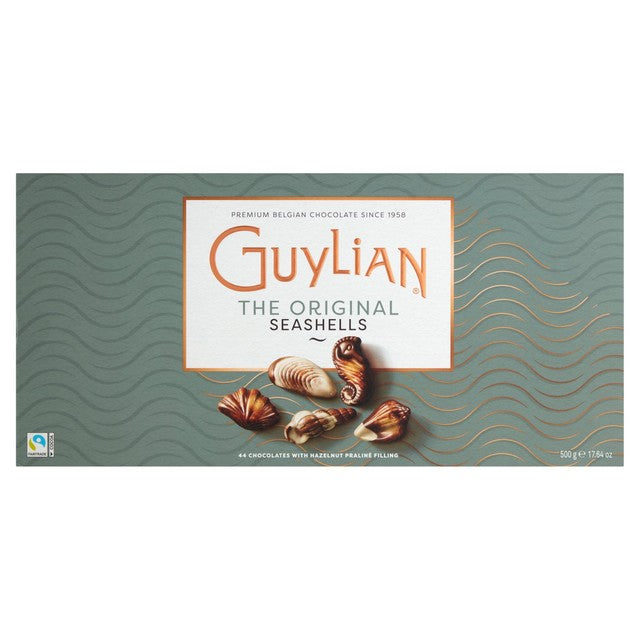 Guylian seashell shaped Belgian chocolates with hazelnut praliné filling, UK version