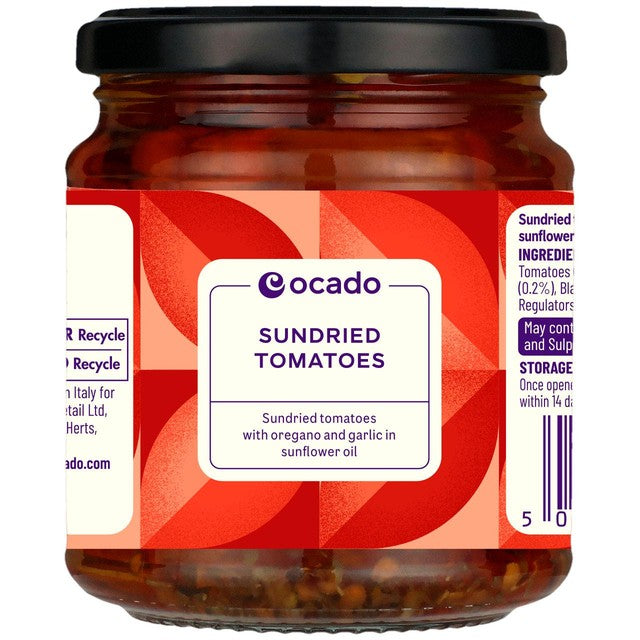 Ocado sundried tomatoes with oregano and garlic 280g, imported from the UK