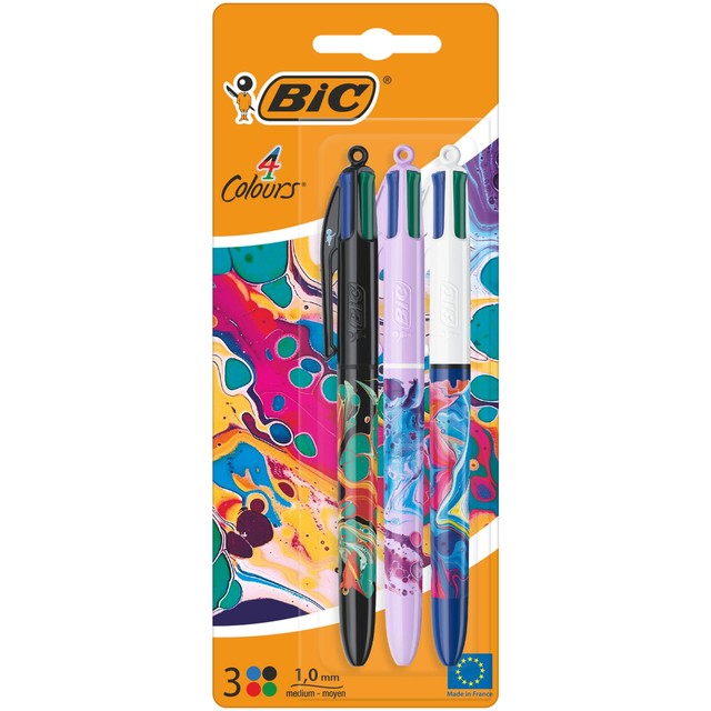 BIC 4 Colours Hydrodipping ballpoint pens 3-pack - British product