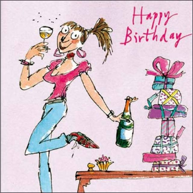 Quentin Blake wine birthday card, imported from the UK