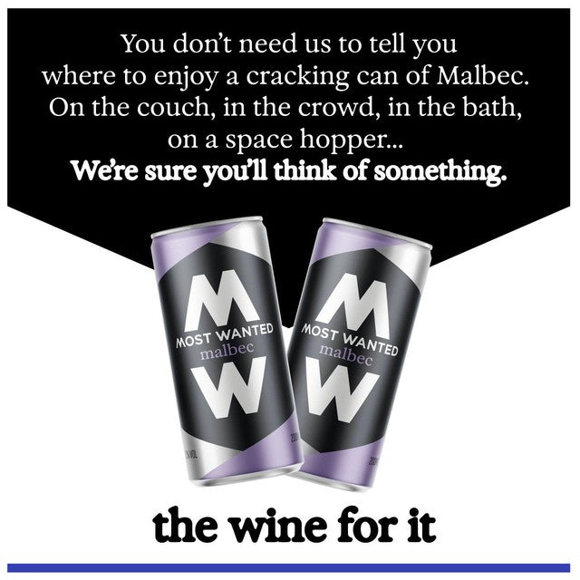 Most Wanted Malbec red wine can, British brand