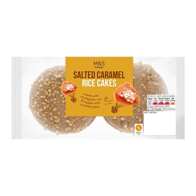 M&S Salted Caramel Rice Cakes 114g, imported from the UK