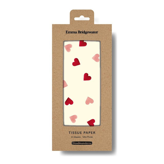 Woodmansterne pink hearts tissue paper 4 pack - British product