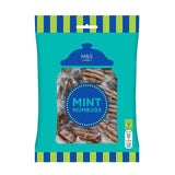 M&S mint humbugs with chewy toffee centre 225g bag, imported from the UK