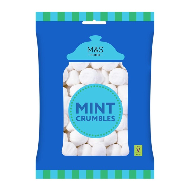 M&S mint crumbles peppermint sweets 178g, imported from the UK