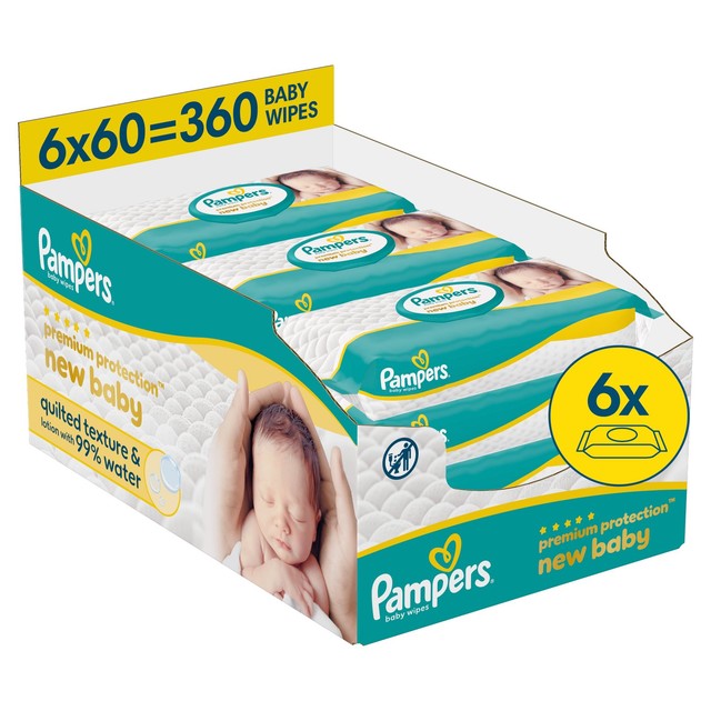 Pampers New Baby wipes 6 pack - British product