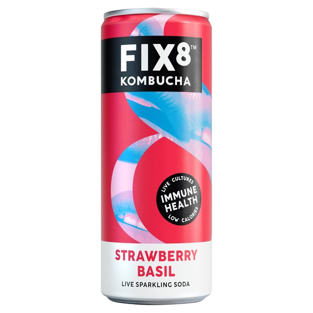 Fix8 Strawberry Basil kombucha 250ml (British brand)