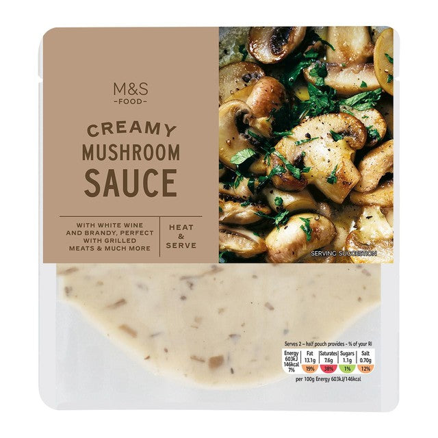 M&S creamy mushroom sauce 200g, imported from the UK