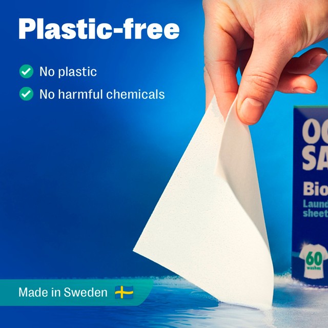 OceanSaver plastic free laundry sheets 30 washes, imported from the UK