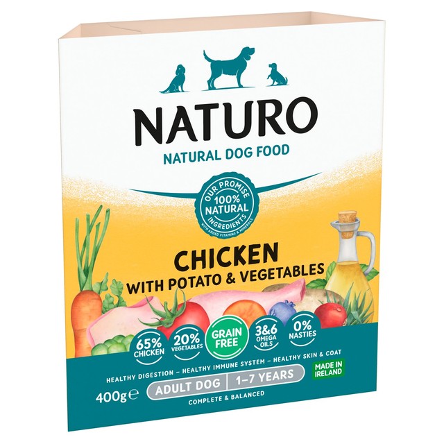 Naturo Grain Free Chicken with Potato & Vegetables wet dog food 400g, imported from the UK