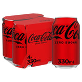Coca-Cola Zero Sugar sugar-free cola 4 x 330ml cans - British product