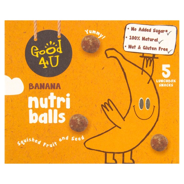 Good4U banana fruit and seed snack balls 5 x 20g multipack, UK version