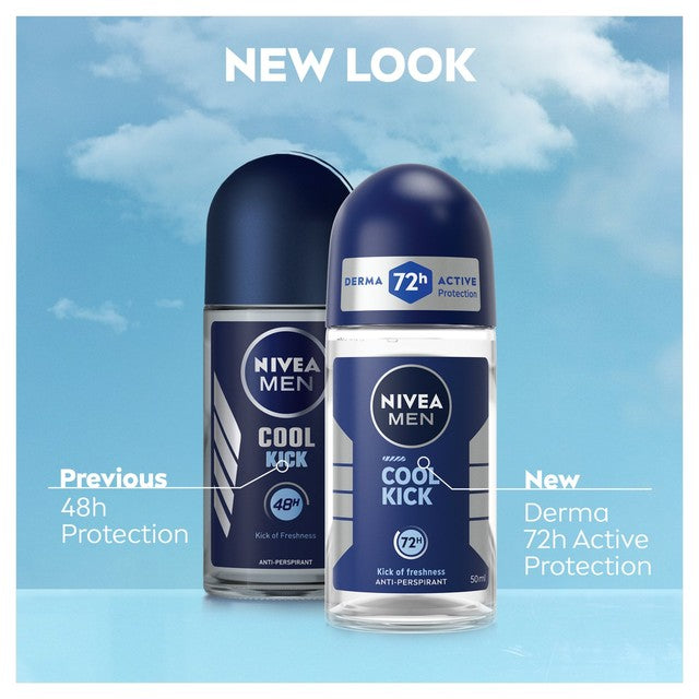 Nivea Cool Kick roll-on deodorant 50ml, imported from the UK