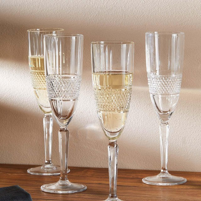 M&S Adeline Crystal Champagne Flutes Set 4, imported from the UK