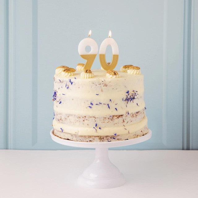 Talking Tables number 9 gold large candle (British brand)