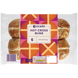 Ocado hot cross buns 6 per pack, imported from the UK
