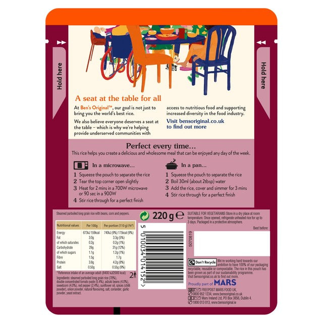 Ben's Original Spicy Mexican microwave rice 220g - British product