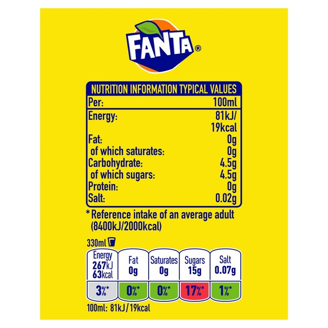 Fanta Lemon soft drink 8 x 330ml - British product