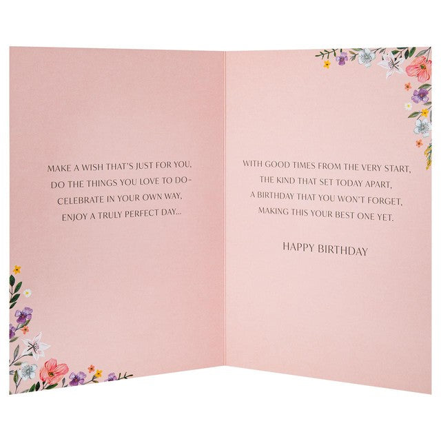 M&S floral birthday card with Kraft envelope, UK version