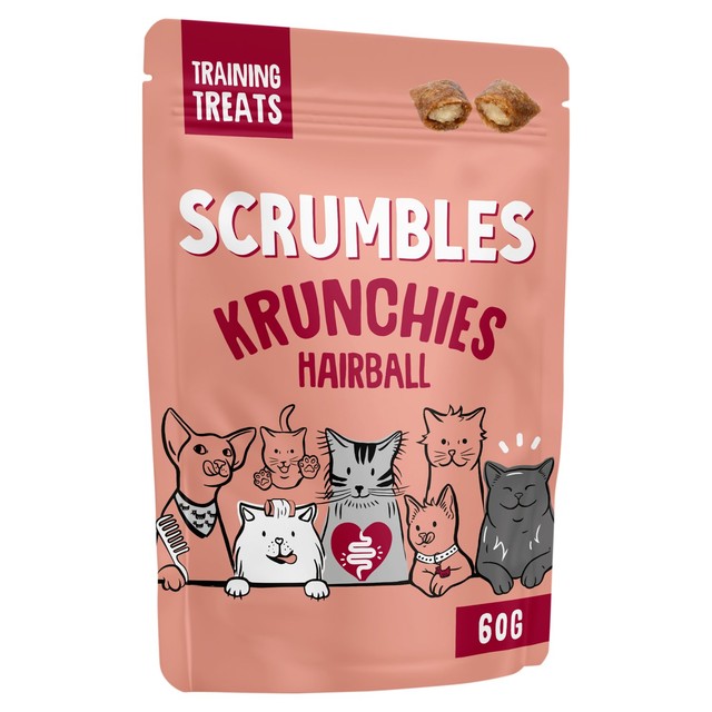 Scrumbles Anti Hairball Krunchies cat treats 60g (British brand)