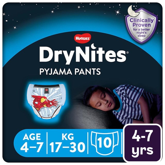DryNites Boys Pyjama Pants 4-7 Yrs 10 pack - British product
