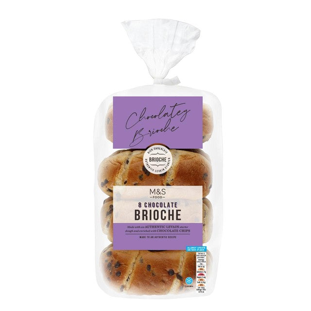 M&S chocolate chip brioche rolls 8 pack, imported from the UK