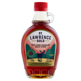 St Lawrence dark robust taste maple syrup 330g bottle (British brand)