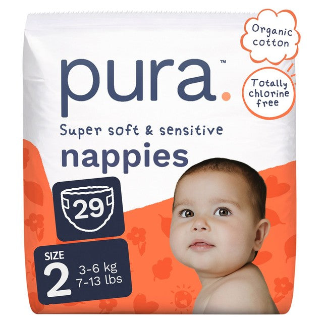 Pura Size 2 disposable nappies, imported from the UK