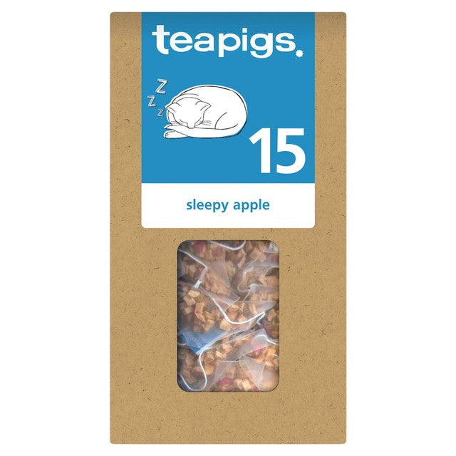 Teapigs Sleepy Apple herbal tea blend with 15 tea temples (British brand)