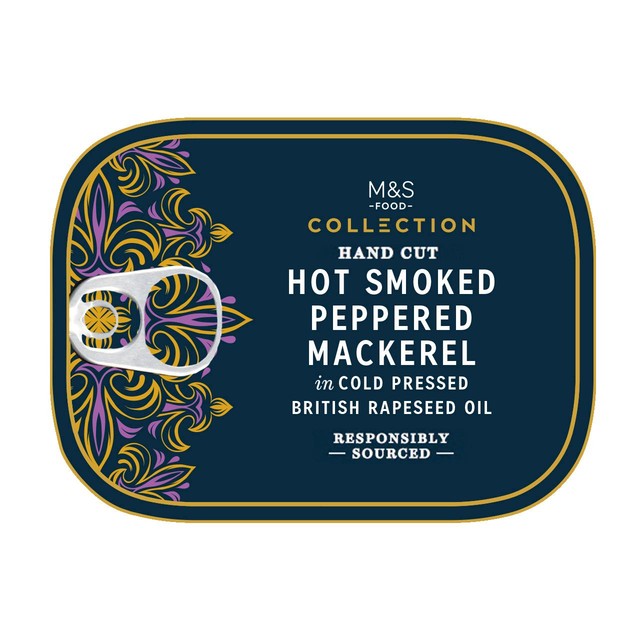 M&S peppered mackerel canned fish 110g, imported from the UK