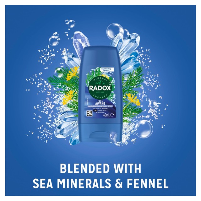 Radox Feel Awake shower gel and shampoo 60ml, imported from the UK