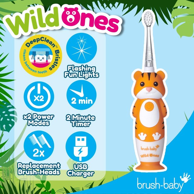 Brush-Baby Toby Tiger electric toothbrush for kids - British product