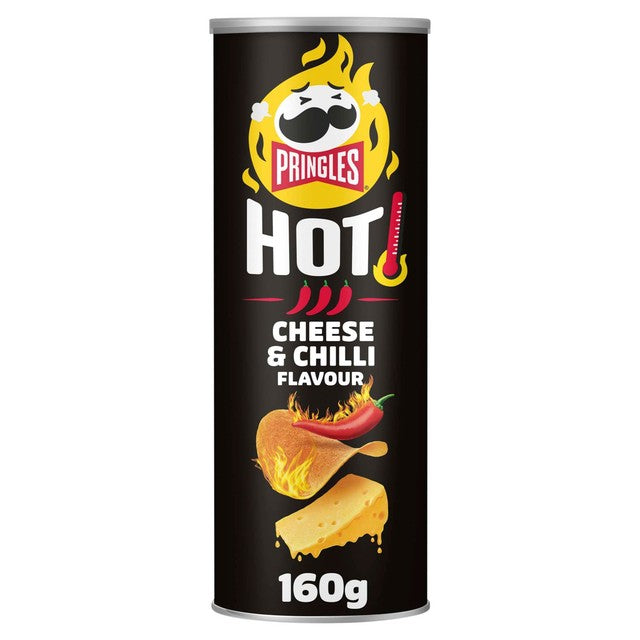 Pringles Hot Cheese & Chilli crisps 160g, imported from the UK