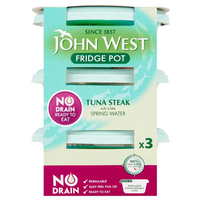 John West no drain tuna steak with spring water 3x110g, UK version