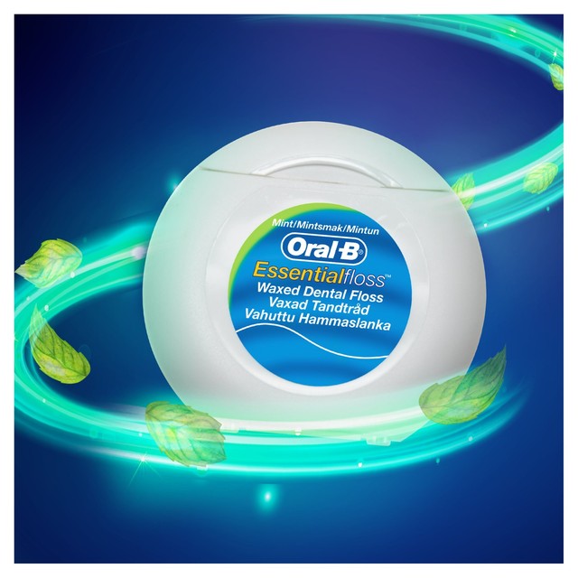 Oral-B Essential Mint Waxed Floss 50m, imported from the UK