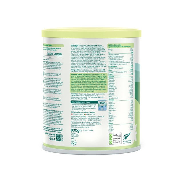 Nannycare goat milk Stage 2 follow-on formula 800g, imported from the UK