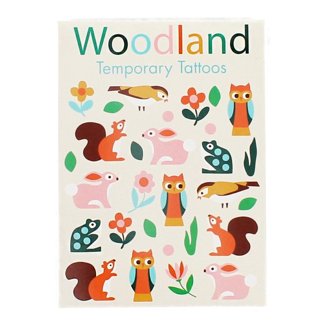 Rex London woodland temporary tattoos pack of 12, imported from the UK