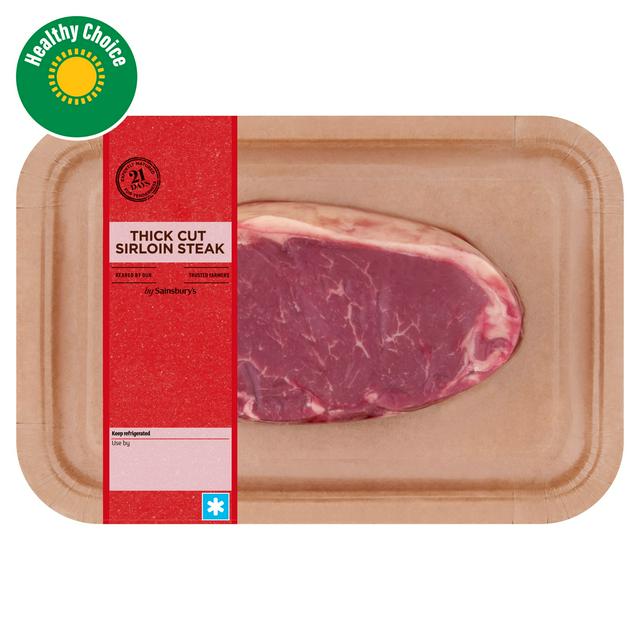 Sainsburys 21 Day Matured British Or Irish Thick Cut Sirloin Steak 400g