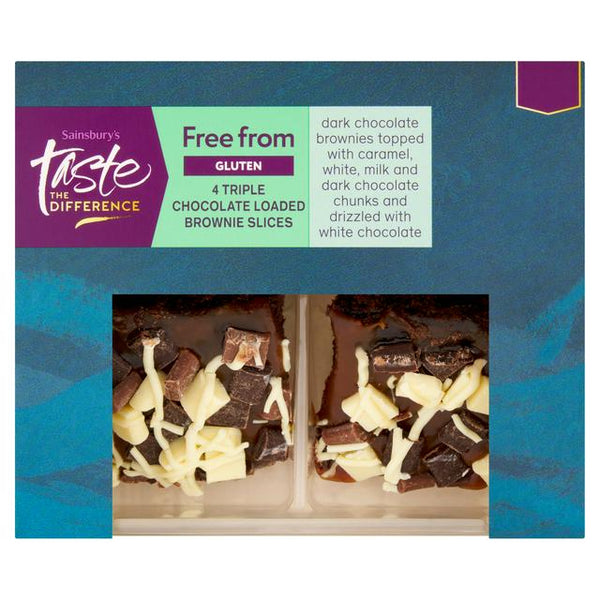 Gluten-Free Dark Chocolate Brownie Slices with Caramel and Chocolate Chunks 169g Pack of 4