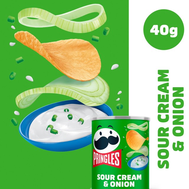 Pringles Sour Cream & Onion crisps 40g, imported from the UK