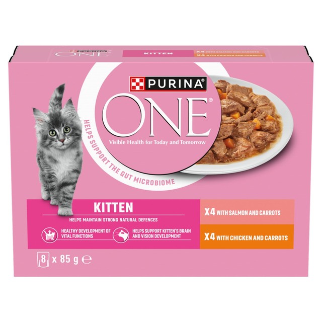Purina One kitten wet cat food Salmon and Chicken 8 x 85g, imported from the UK