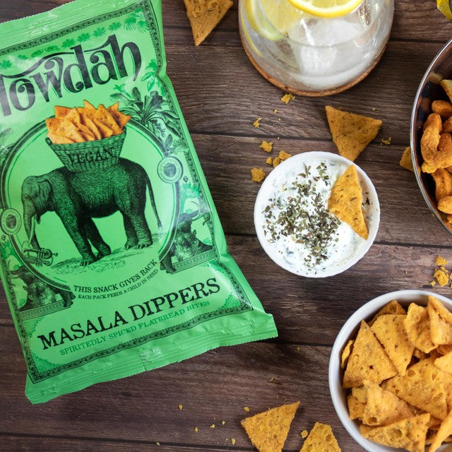 Howdah Masala Dippers Savoury Spiced Flatbread Bites 135g, UK version
