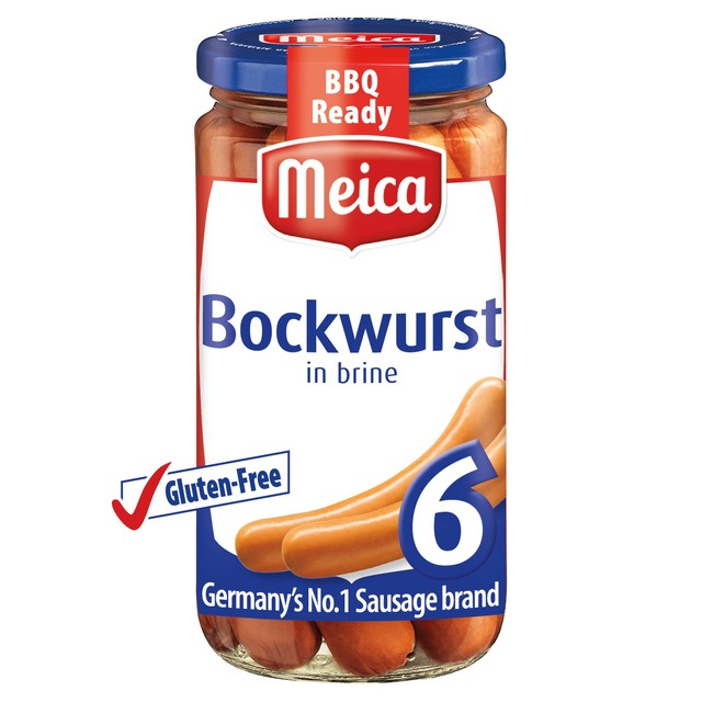 Meica Bockwurst pork sausages in brine 380g, imported from the UK