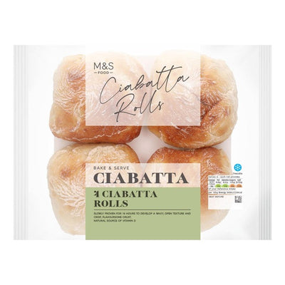 M&S Ciabatta-Brötchen, halb gebackene Brötchen, 4 x 60g