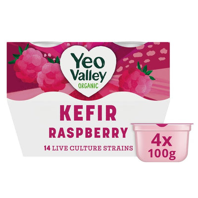 Yeo Valley Bio Himbeer Kefir Joghurt - Joghurt - 4 x 100g